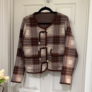 Plaid Brown Women's Sweater